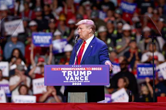 U.S. President Donald Trump at a 2024 rally prior to his second presidential election victory.