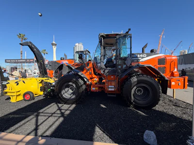 Hitachi ZW140-7 wheel loader on display at ConExpo 2026