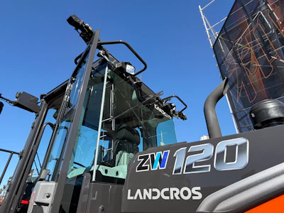 Landcros branding shown on the ZW120-7 on display at ConExpo 2026.