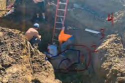 Timothy Kono was buried in this 10-foot-deep trench April 9, 2019, in Polk City, Iowa, suffering severe physical and emotional injuries.