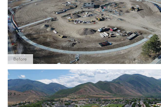 Before and after shots of Kenny Seng Construction's project on the Hillman Fields Baseball Complex in Payson, Utah.
