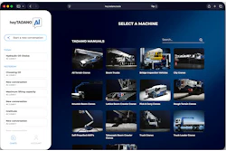 The heyTadano dashboard allows operators to select their machine to begin asking questions.