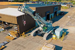Link-Belt's new TCC-1800 telescopic crawler crane has a max working height of 314 feet when equipped with three 18-foot lattice extensions.