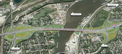 A rendering of how the new Des Plaines River Bridges will look once completed in 2028.