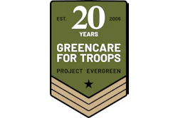 Greencare for Troops 20 Years anniversary badge, established 2006, Project Evergreen military support logo