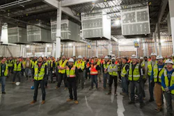 Construction workers inside a Meta data center