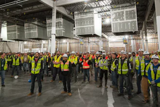 Construction workers inside a Meta data center
