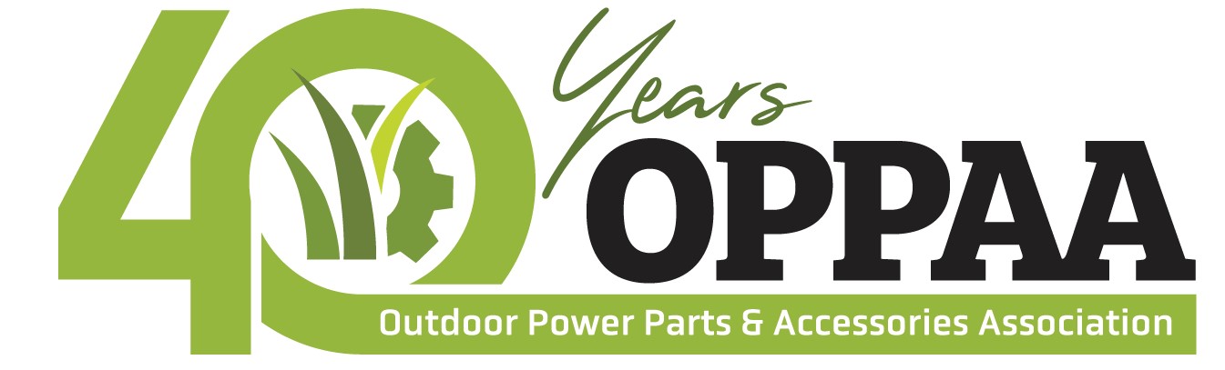 OPPAA 40 Years logo with green leaf design and Outdoor Power Parts & Accessories Association text