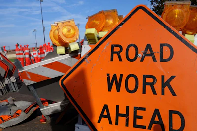 Road Work Ahead Sign