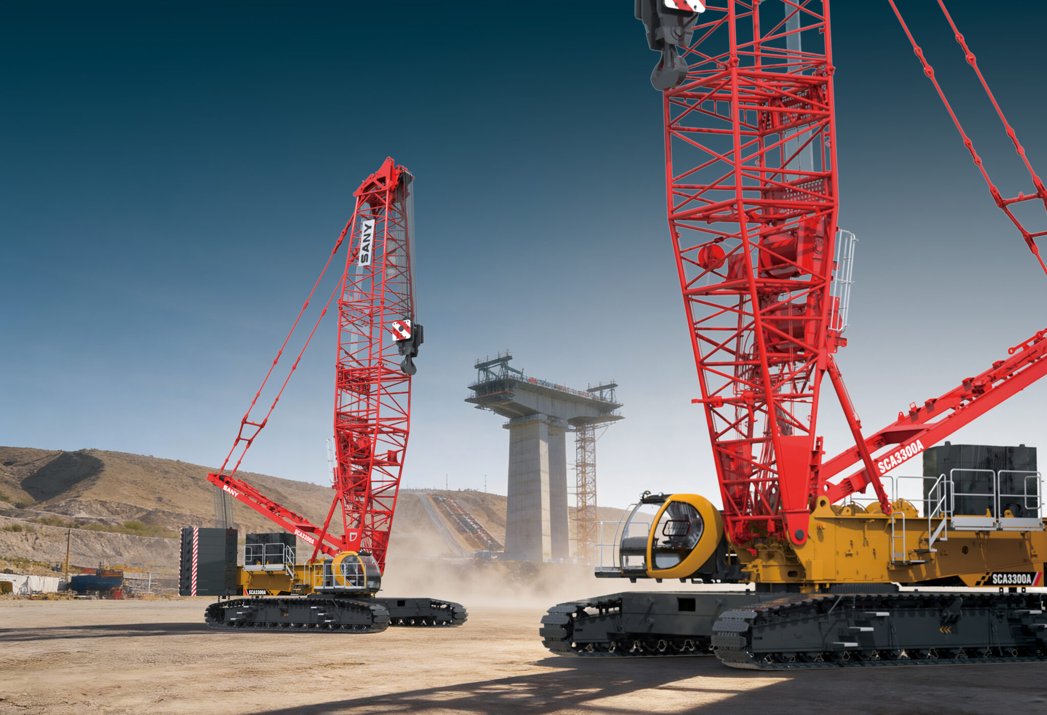 The all-new Sany SCA3300A features electrochromic glass with variable tint control in the cab.