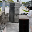 FIU Professor Atorod Azizinamini demonstrates application of Sprayable Ultra-High Performance Concrete.