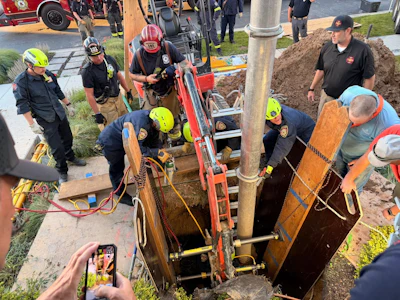 This trench collapse rescue operation June 11 in Mapleton, Utah, had a happy ending as the victim was able to breathe due to a void in the dirt while he was completely buried.