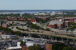 The I-81 and I-690 interchange in downtown Syracuse, New York.