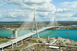 The Gordie Howe International Bridge between Detroit and Canada as seen in November. The bridge is completed, but its opening has been delayed due to Trump's dispute with the country and comes as the deadline to extend the North American Free Trade Agreement arrives July 1.