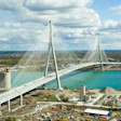 The completed Gordie Howe International Bridge between Detroit and Canada as seen in November 2025.