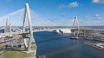 A new rendering of the future I-10 Mobile River Bridge and Bayway.