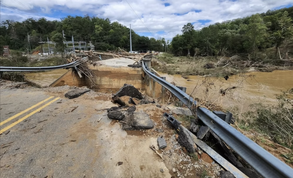 Western North Carolina saw significant road damage after Hurricane Helene in September 2024.
