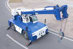 Sany's SCD150, seen here with branding from crane rental company Bigge, offers a max rated lifting capacity of 15 tons.