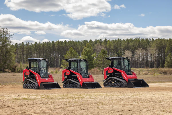 Yanmar's first compact track loaders with ASV Posi-Track, from left, the TL25RP, TL40RP and TL50RP.