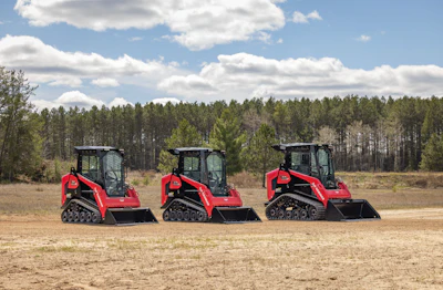 Yanmar's first compact track loaders with ASV Posi-Track, from left, the TL25RP, TL40RP and TL50RP.