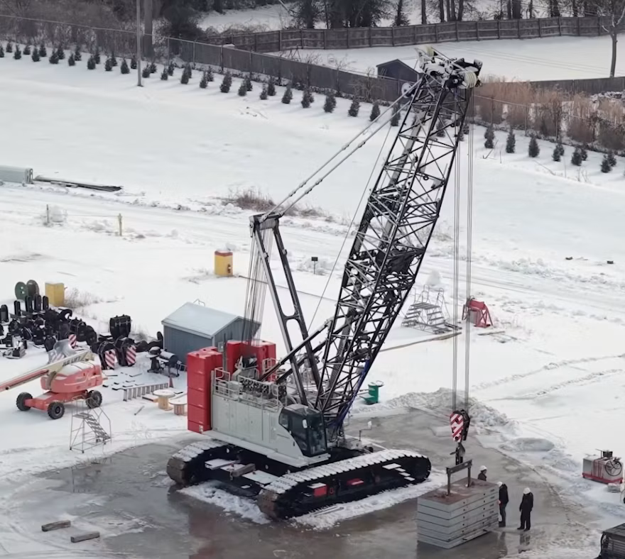 A Link-Belt 248|V lattice boom crawler crane.