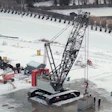 A Link-Belt 248|V lattice boom crawler crane.