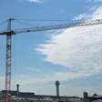 The newly erected 14-story Potain tower crane at O'Hare International Airport.