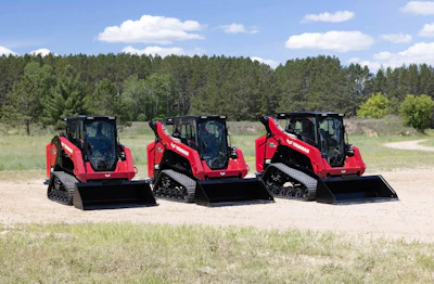 From left, the new Yanmar TL65RP, TL75VP and TL80VP CTLs with ASV PosiTrack