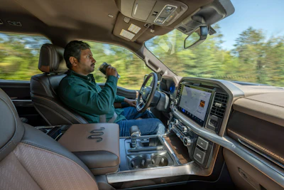'Look, Ma, no hands!' The 2027 F-150s, including the King Ranch shown above, will be the first to get “BlueCruise with Towing.”