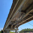 The damaged CR-87 bridge after being struck August 25 by an excavator being hauled on I-65 in Shelby County, Alabama.