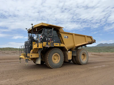 Autonomous Cat 775 rigid-frame dump truck