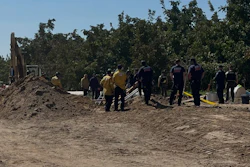 The scene of a trench collapse September 18 that killed Pablo Gomez, 34, in Hickman, California, the third trench death in the state in less than two months and the fourth since May 19.