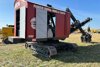 The HCEA restored this 1926 Marion Model 21 Electric shovel to immaculate condition. Check out our video of the shovel being powered by a 1951 Cat D13000 diesel generator (background) as it digs at the 2025 HCEA convention.