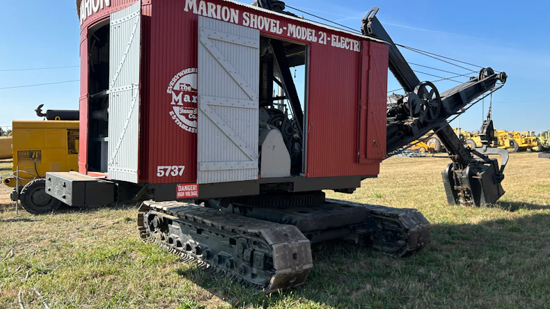 The HCEA restored this 1926 Marion Model 21 Electric shovel to immaculate condition. Check out our video of the shovel being powered by a 1951 Cat D13000 diesel generator (background) as it digs at the 2025 HCEA convention.