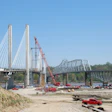 The new Don Welge Memorial bridge (left) and the original Chester Bridge.