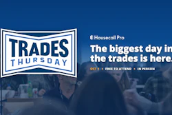 Trades Thursday event promotion by Housecall Pro featuring blue badge logo with event details for October 1st
