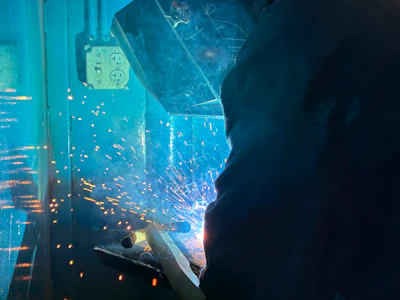 A South Texas Vocational Technical Institute student demonstrates welding abilities.